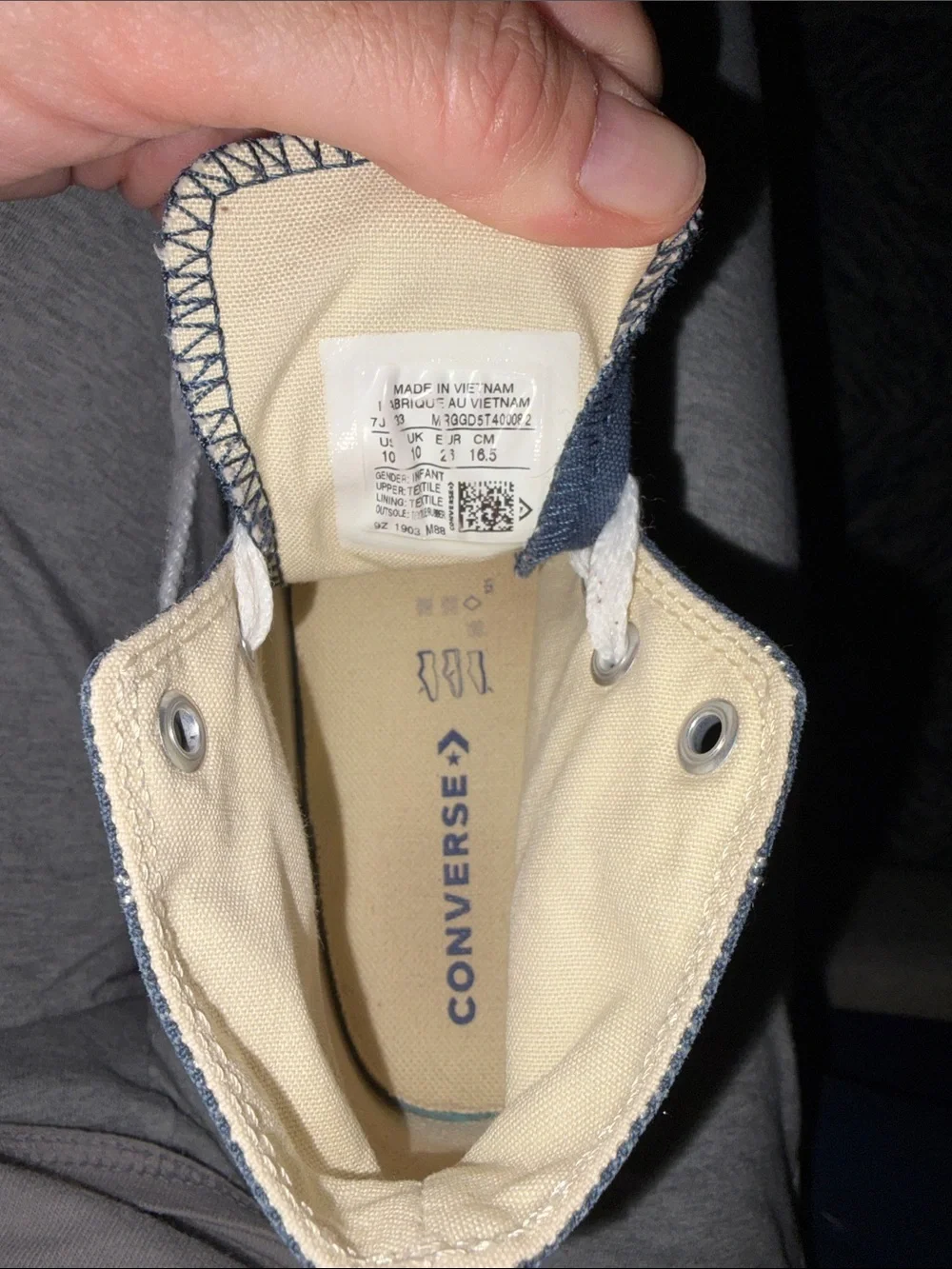 Converse Kids Navy High-Top Canvas Sneakers with White Trim
